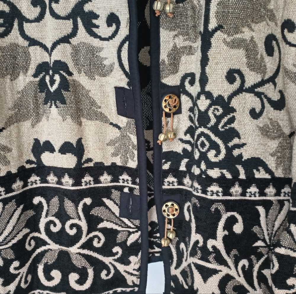 Flashback Vintage Southwestern Jacket Medium Tapestry Art Wood Buttons Navajo - Picture 4 of 15